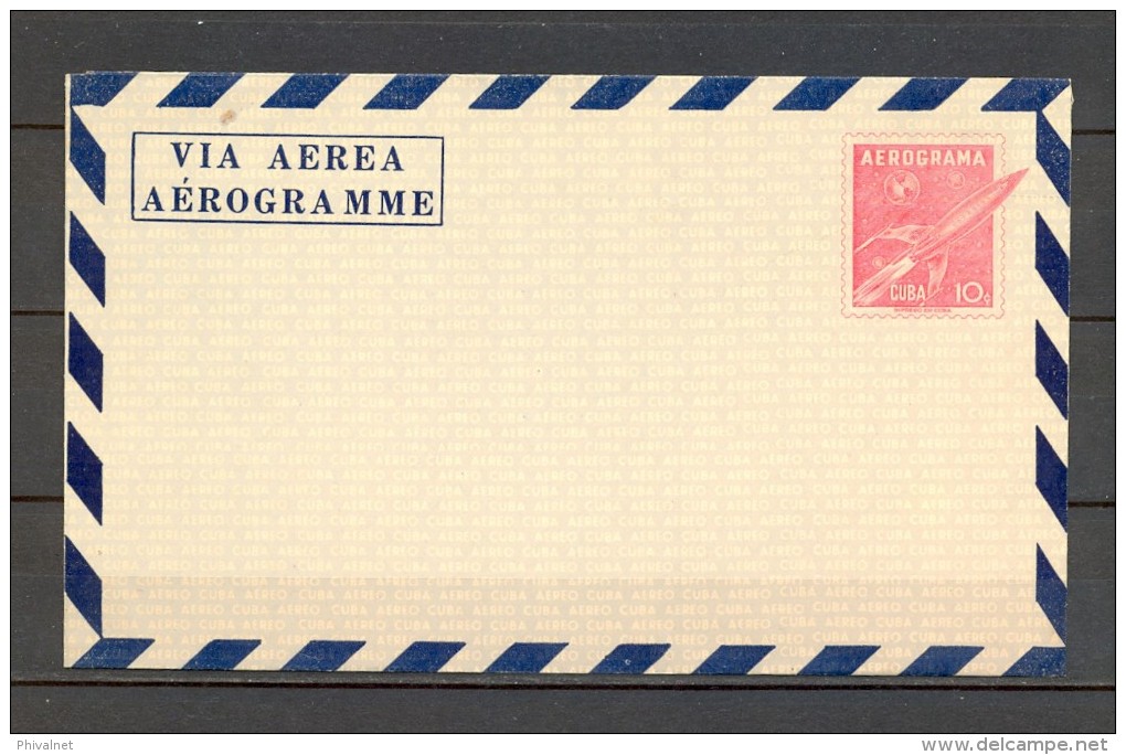 1957 CUBA, AEROGRAMA , SIN CIRCULAR,  COHETE ESPACIAL, ASTROFILATELIA - Brieven En Documenten