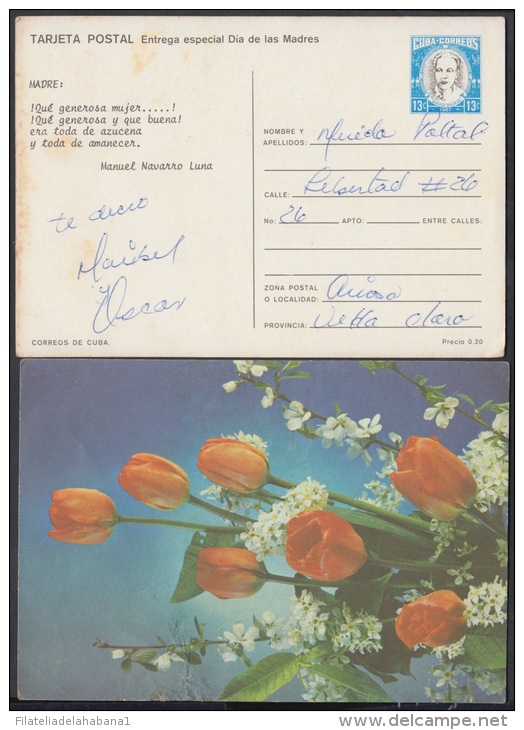 1987-EP-33 CUBA 1987. Ed.143. MOTHER DAY SPECIAL DELIVERY. POSTAL STATIONERY. FLORES. FLOWERS. VERSO: NAVARRO LUNA. USED - Neufs
