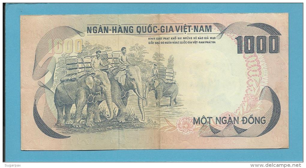 VIET NAM SOUTH - 1000 DONG - ND ( 1972 ) - P 34 - Back ROSE - Série L4 - Palace Of Independence / 3 Elephants - VIETNAM - Vietnam