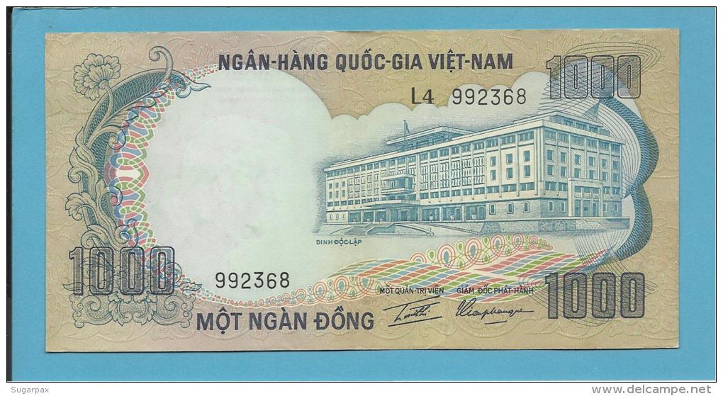 VIET NAM SOUTH - 1000 DONG - ND ( 1972 ) - P 34 - Back ROSE - Série L4 - Palace Of Independence / 3 Elephants - VIETNAM - Vietnam