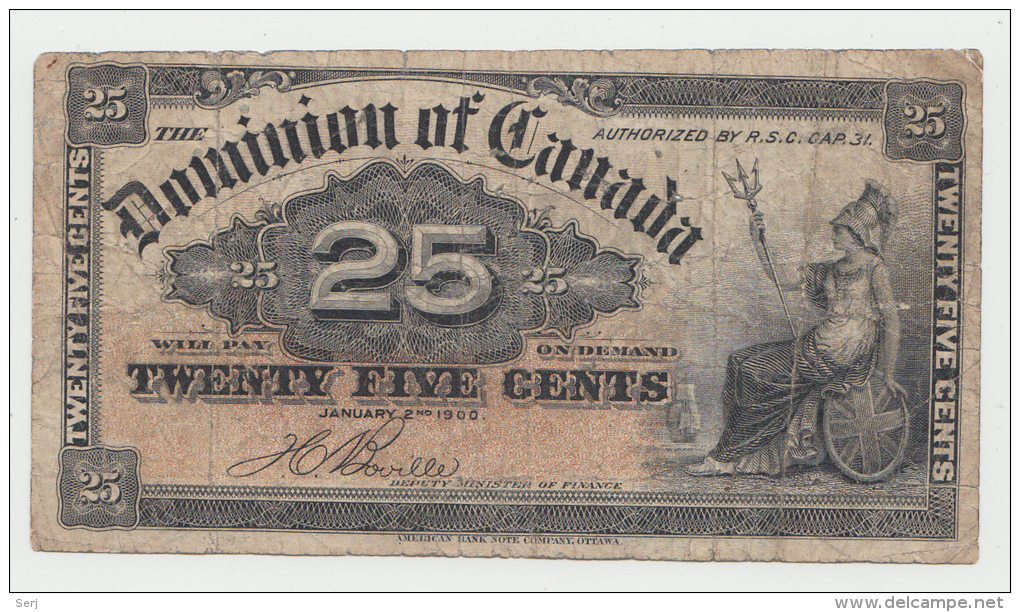 Dominion Of Canada 25 Cents 1-2- 1900 "aF" Pick 9b 9 B - Canada