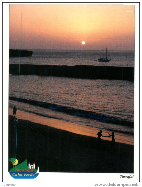 (609) Cabo Verde Sunset Onb Beach + Goanna Stamp At Back - Cape Verde