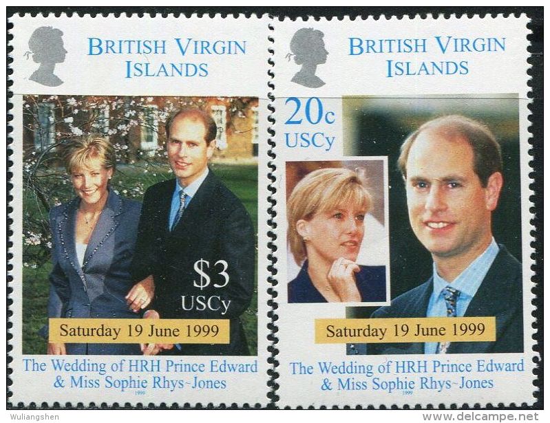 GN0175 Virgin Islands 1999 Prince Edward Wedding 2v MNH - Iles Vièrges Britanniques