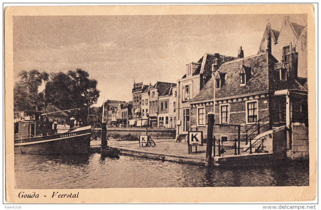 Gouda - Veerstal ( Met Schip/boot 'Egbertha')  -1948  - Zuid-Holland/Nederland - Gouda