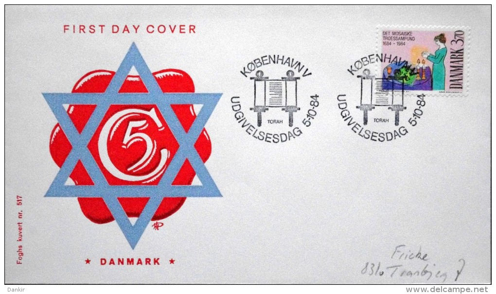 Denmark 1984 The Jewish Community / Die Jüdische Gemeinde / La Communauté Juive MiNr.818 FDC ( Lot 1436 ) FOGHS COVER - FDC