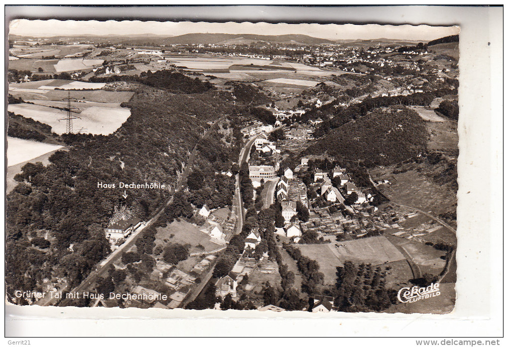 5860 ISERLOHN, Grüner Tal Mit Haus Dechenhöhle, Luftaufnahme, 1957 - Iserlohn