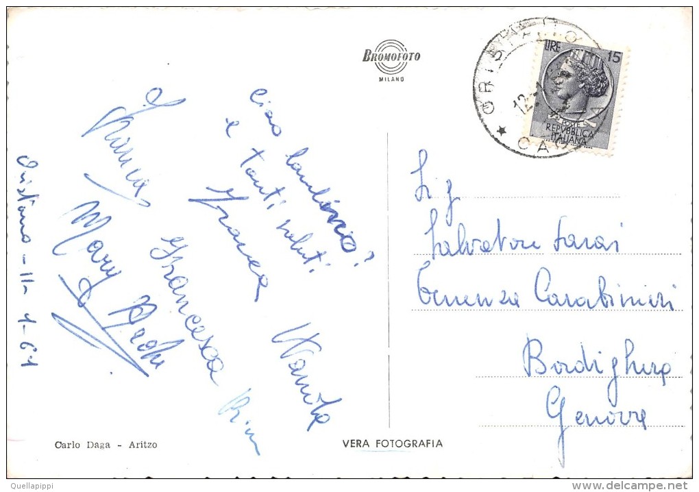 01086  "ARITZO (NUORO) M. 850 LOCALITA' MONTANA DI VILLEGGIATURA - BARBAGIA PITT." ANIMATA.  CART. POSTALE. SPEDITA 1961 - Altri & Non Classificati