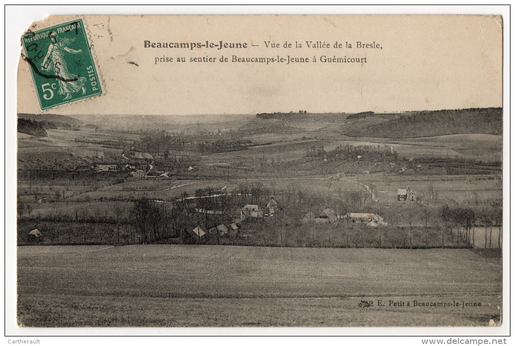 " BEAUCAMPS LE JEUNE - Vue De La Vallée De La Bresle , De Beaucamps à Guémicourt" - 1910 - Circulé Vers Montivilliers - Hornoy Le Bourg
