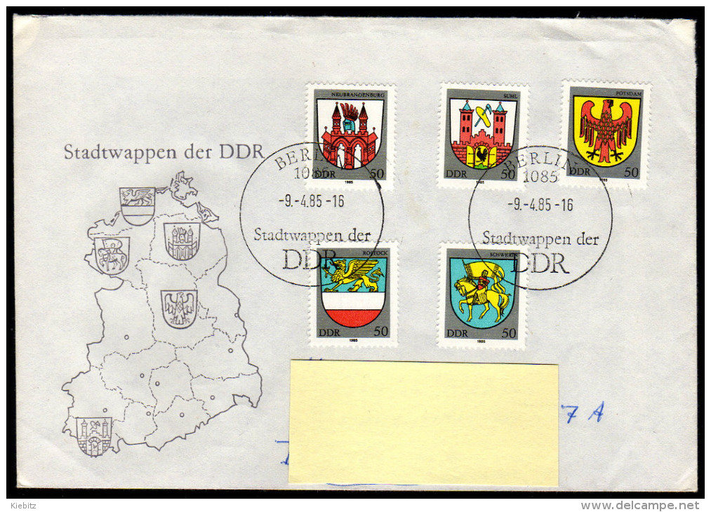 DDR 1985 - Stadtwappen Der DDR - Kompletter Satz - FDC - Briefe U. Dokumente