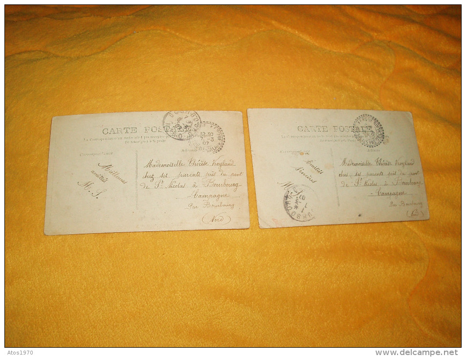 LOT DE 2 CARTES POSTALES ANCIENNES CIRCULEES DE 1907. / SERIE TENDRE MESSAGE S.29 / CACHETS + TIMBRE - Sammlungen, Lose & Serien