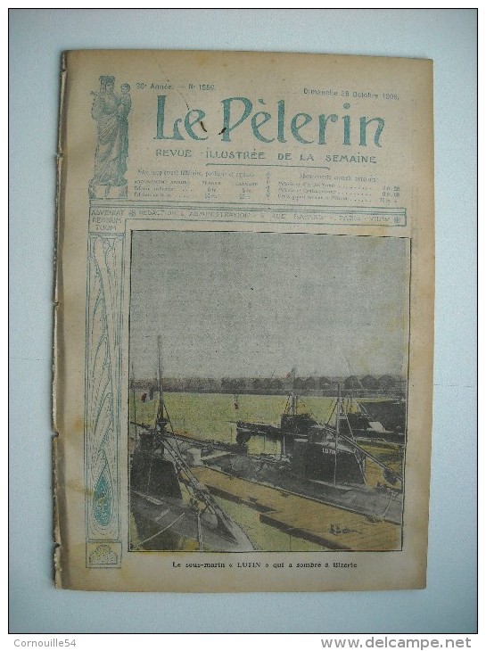 LE PELERIN 1556 De 1906. 	APRES LA CATASTROPHE FERROVIAIRE D'EPERNON. SOUS-MARIN LUTIN. CARICATURE JOURNALISME SCANDALE. - 1900 - 1949