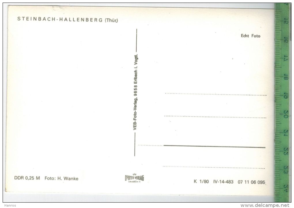 Steinbach-Hallenberg, Panorama, Verlag: VEB Foto, Erlbach, Postkarte, Unbenutzte Karte, Erhaltung: I-II, - Steinbach-Hallenberg