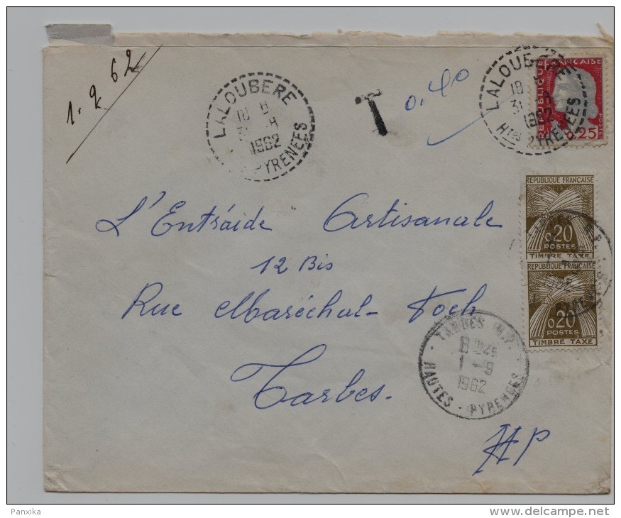 Laloubere. Lettre Pour Tarbes. Timbres Taxes. - Autres & Non Classés