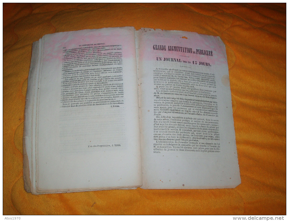 PETIT JOURNAL ANCIEN DU 6 DECEMBRE 1850. NUMERO XI / LE CONSEILLER DU PEUPLE PAR A. DE LAMARTINE. 32 PAGES.
