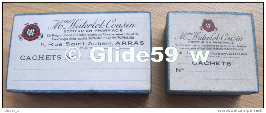 Lot N° 3 - 2 Boîtes NEUVES En Carton Pour Cachets - Mme Waterlot-Cousin - Docteur En Pharmacie - Arras (années 50 - 60) - Boîtes/Coffrets