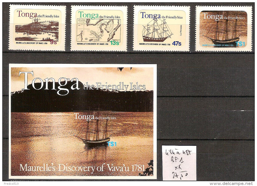 Tonga 484 à 487 + BF 1 ** Côte 27.50 € - Tonga (1970-...)