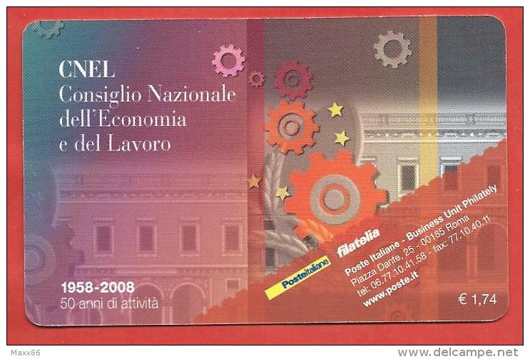 TESSERA FILATELICA ITALIA - 2008 - 50 Anni Di Attività Del Consiglio Nazionale Dell'economia E Del Lavoro - CNEL - Cartes Philatéliques