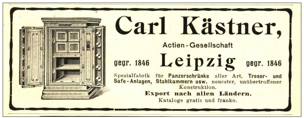 Original-Werbung/ Anzeige 1906 - PANZERSCHRÄNKE / TRESORE/ SAFE-ANLAGEN / KÄSTNER LEIPZIG - Ca. 115 X 45 Mm - Publicidad