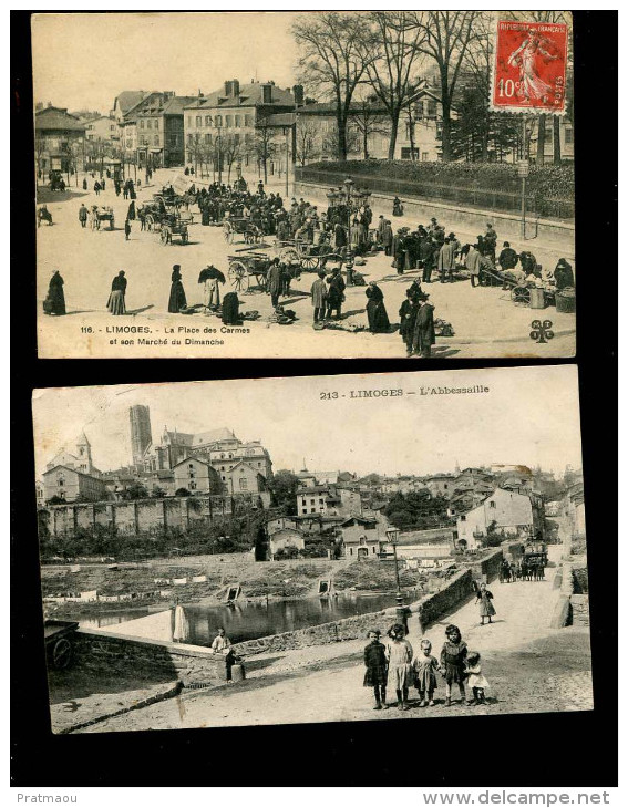 P2015/02/14  Limoges LOT DE 4 CARTES Dont 2 Marchés - Limoges