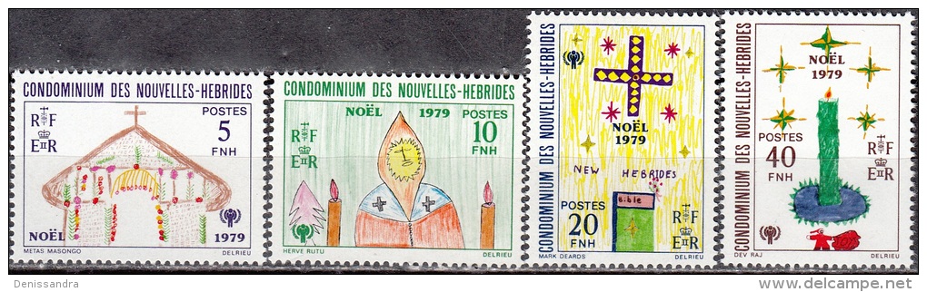 Nouvelles Hebrides 1979 Michel 549 - 552 Neuf ** Cote (2005) 2.80 Euro Noël Dessins D'enfants - Ongebruikt