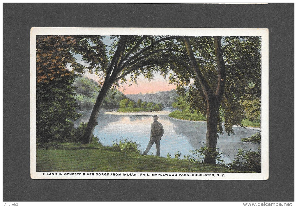 ROCHESTER - NEW YORK - MAPLEWOOD PARK - ISLAND IN GENESEE FROM INDIAN TRAIL - PUBLISHED BY WALKER´S POST CARD - Rochester