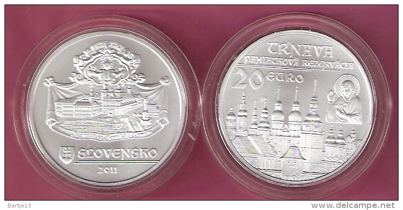 SLOWAKIJE 20 EURO 2011 SILVER FDC HISTORICAL SITES-TRNAVA KM118 - Slovakia