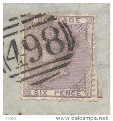 8661-GRANDE FRAMMENTO DI LETTERA AFFRANCATA SIX PENCE - Storia Postale