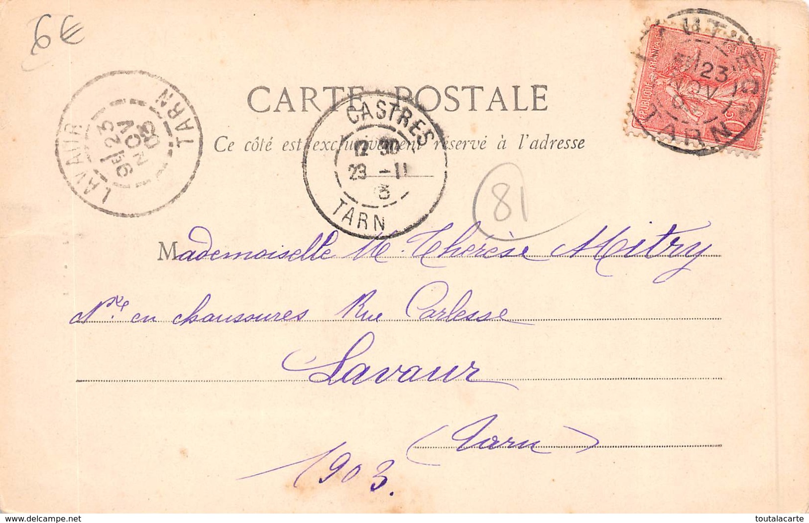 CPA 81 LAUTREC PORTE DE LA CAUSSADE 1903 - Lautrec