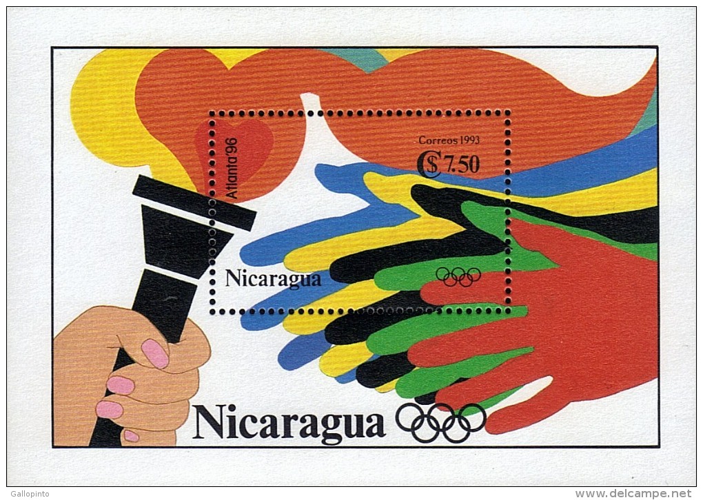 NICARAGUA ATLANTA 96 TORCH HANDS Sc 1977 MNH 1993 - Summer 1996: Atlanta