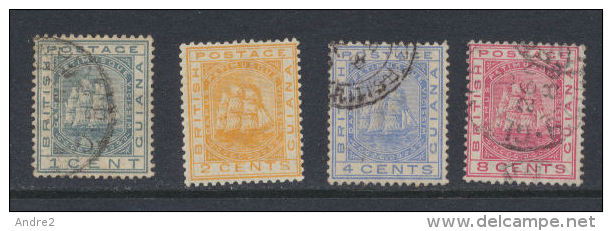 Guiana British - Guyane Anglaise 1882  Wmk Crown CA  1c,2c ( * MH ),4c And 8c - Guayana Británica (...-1966)