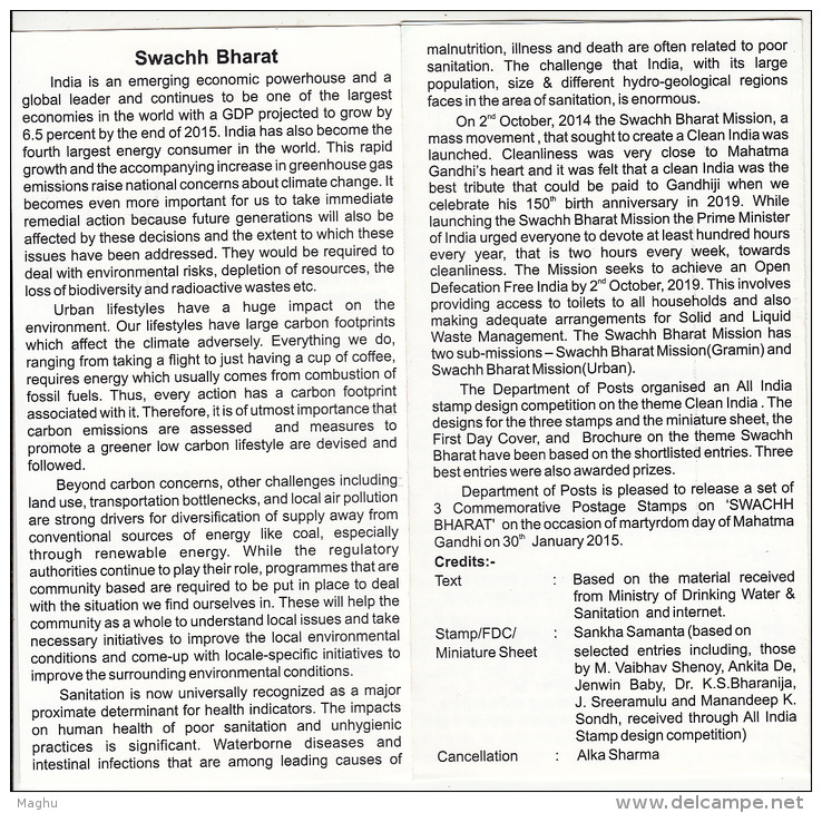 ´Swachh Bharat´  Pollution Free, Health, Environment. Sunflower, Flower, Plant, Mini Truck, MS + Info. FDC  2015 - Inquinamento