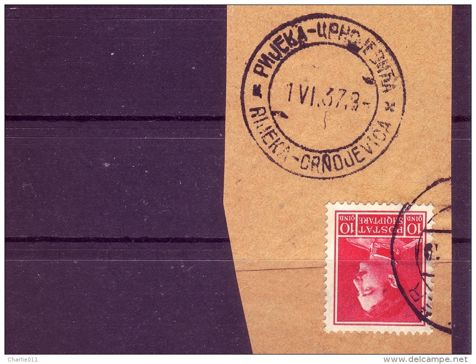 KING ZOGU I-10 Q-POSTMARK-RIJEKA CRNOJEVICA-RARE-MONTENEGRO-ALBANIA-1930 - Albania