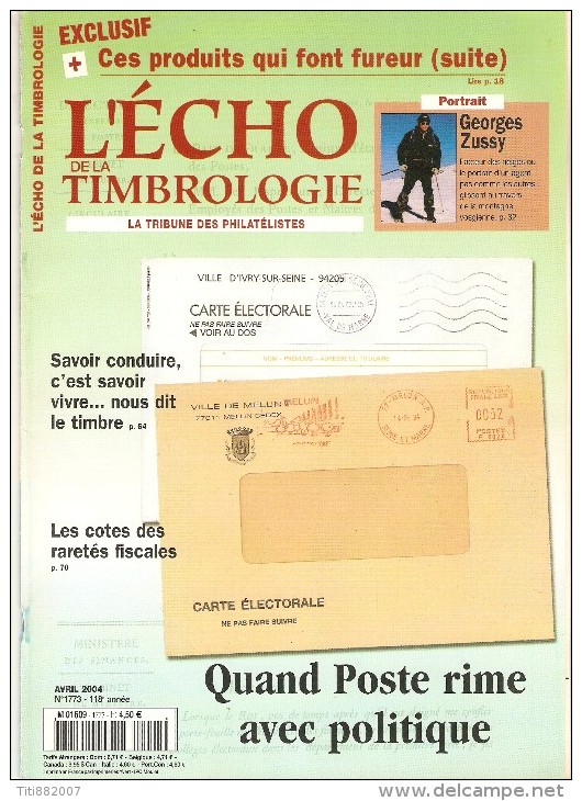 L' Echo De La Timbrologie   -    N°  1773  -   Avril  2004 - Français (àpd. 1941)