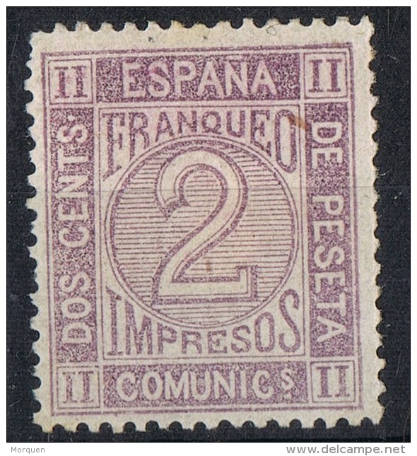 Sello 2 Cts Impresos Cifras Amadeo 1872, Violeta Num 116a * - Ungebraucht