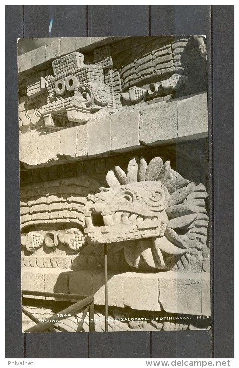 MÉXICO, TARJETA POSTAL SIN CIRCULAR, TEMPLO DE QUETZALCOATL, TEOTIHUACAN , ARQUEOLOGIA , CULTURA PRE-INCAICA - Mexique