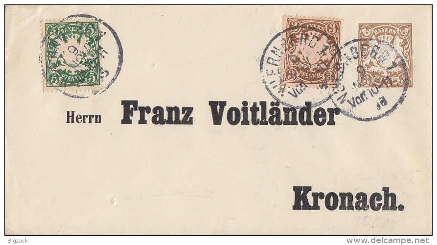 Bayern Privat-Ganzsache Minr.PU7  Mit Zfr. Nürnberg 9.9.98 Gel. Nach Kronach - Sonstige & Ohne Zuordnung