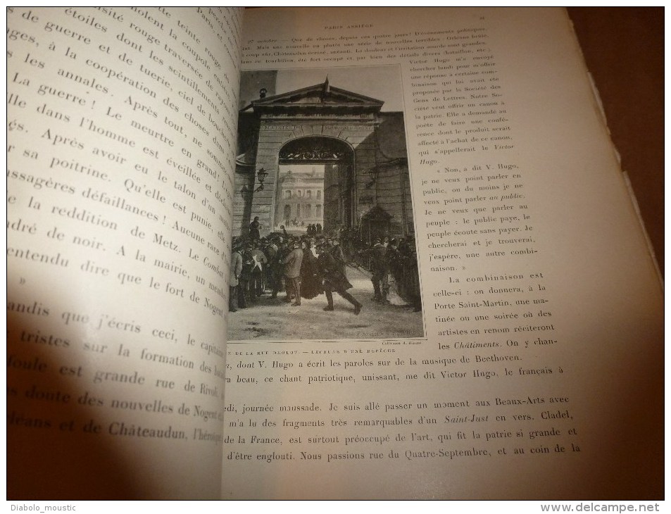 1871 PARIS assiégé 1870-1871 par J. Claretie avec nomb. illustrations dont couleurs:P. de Chavannes,Gustave Doré, etc..