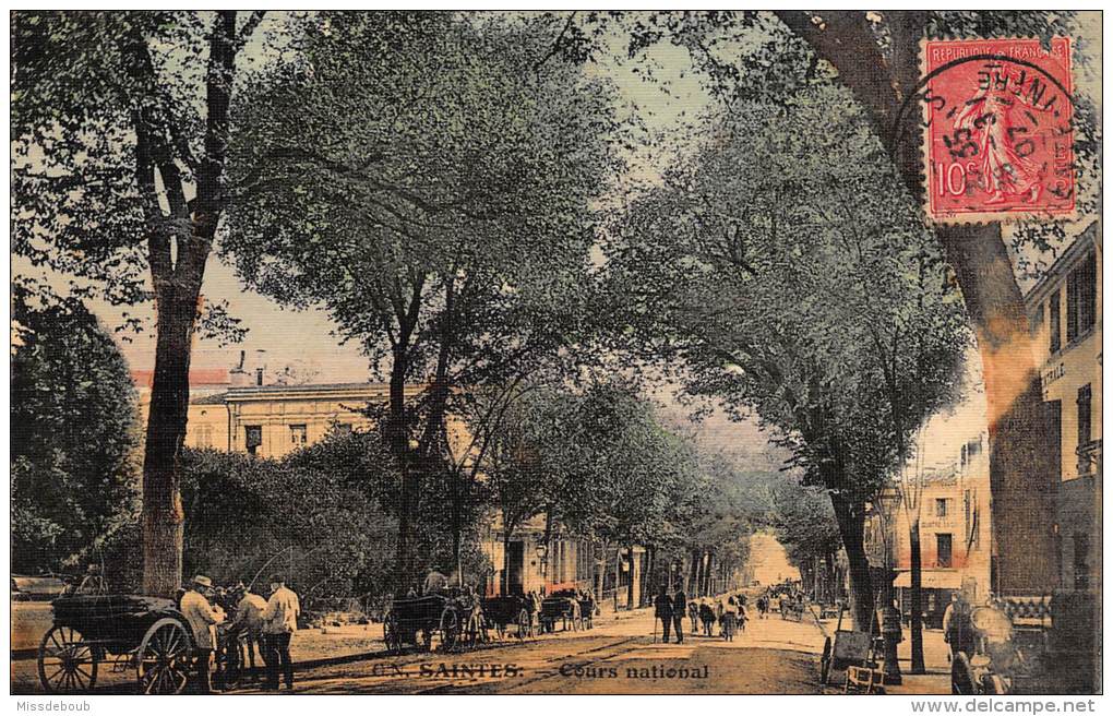 17 -  SAINTES - Cours National - écrite 1907 - 2 Scans - Saintes