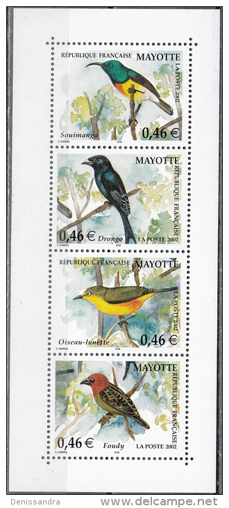 Mayotte 2002 Yvert Feuillet 134 - 137 Neuf ** Cote (2017) 8.40 Euro Oiseaux - Nuovi