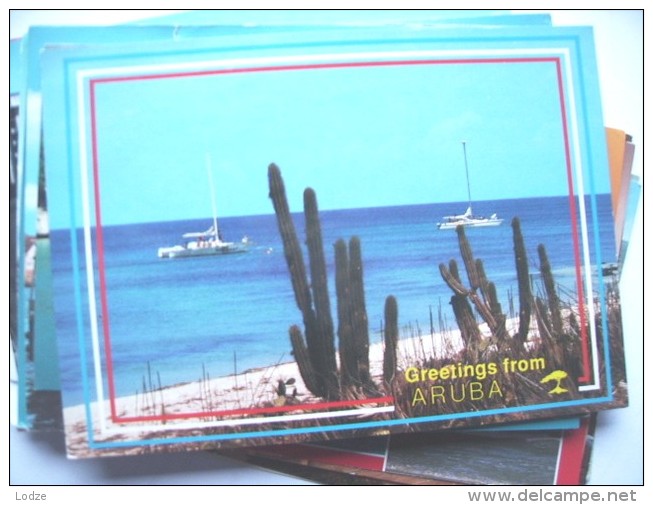 Aruba With Cactus And Boats - Aruba