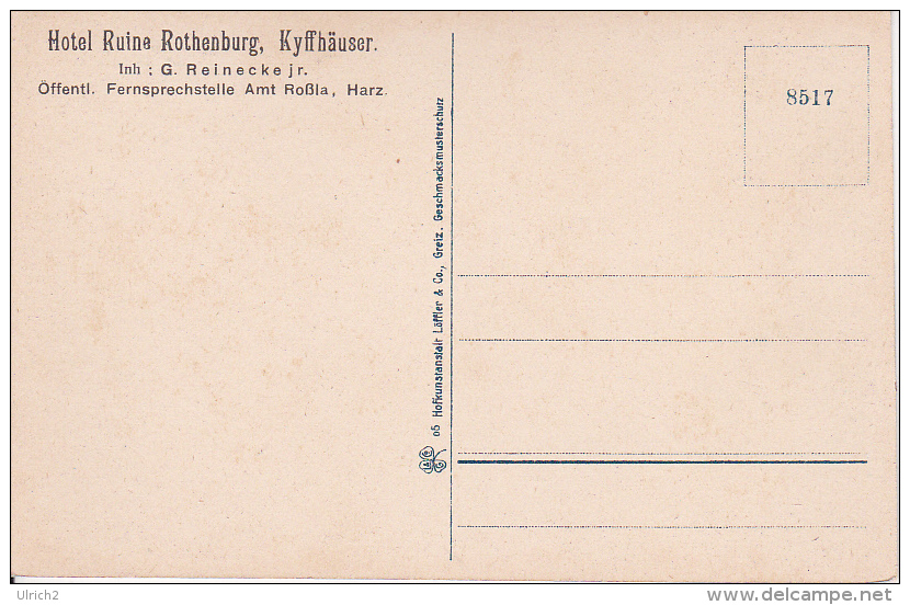 AK Ruine Rothenburg Am Kyfffhäuser (12118) - Kyffhaeuser