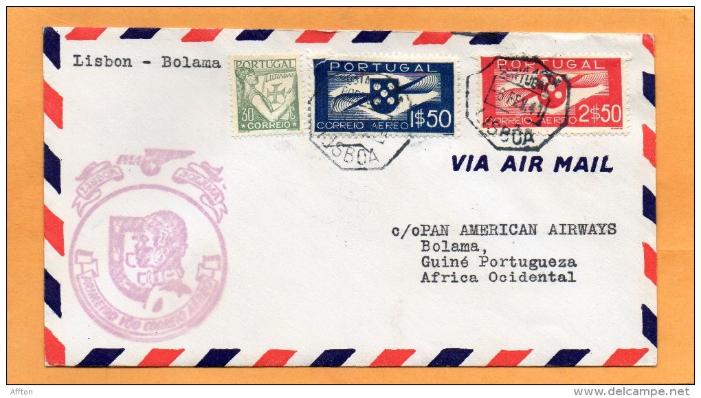 Lisbon To Boloma 1941 Portugal Air Mail Cover - Lettres & Documents