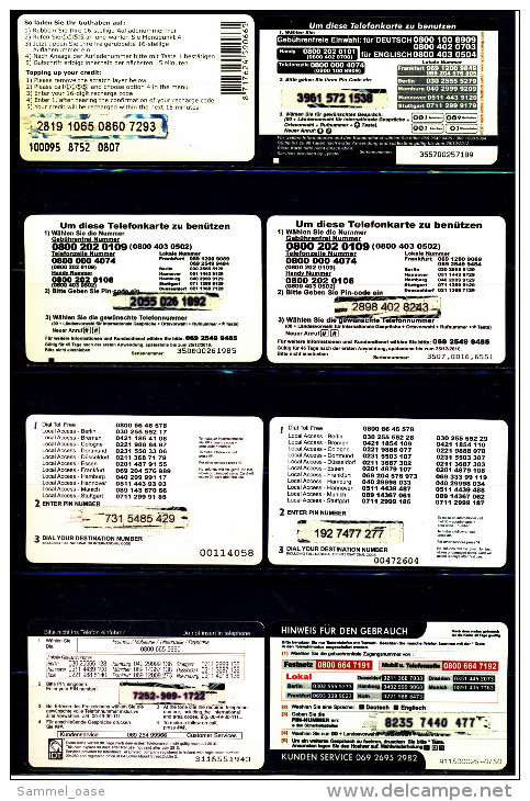 8 Verschiedene Prepaid Card Telefonkarten - 2 X Lucky!  -  2 X Stamp  - Quest  -  Lycatel  -  Ortel  (3) - Sammlungen