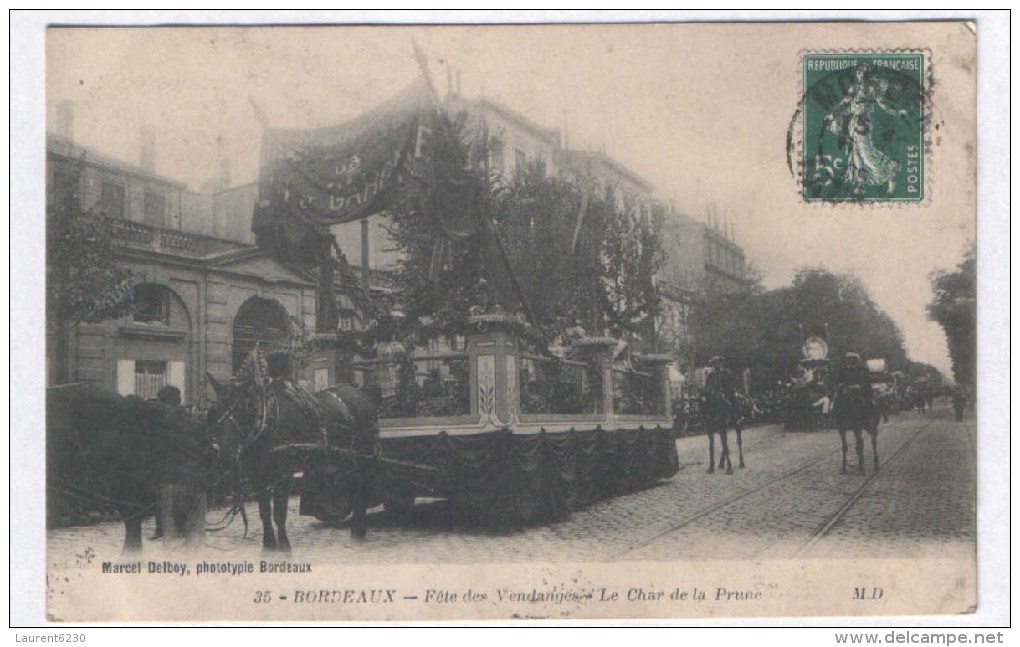 Bordeaux - Fête Des Vendanges - Le Char De La Prune 1909 ( Avec Verso ) - Bordeaux