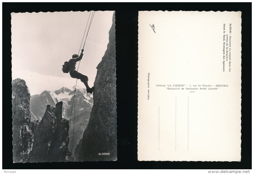 Descente En Rappel Dans Les Arêtes De La Bruyère Montagne Des Agneaux - Format 15 X 10  - Alpinisme - La Cigogne - Autres & Non Classés