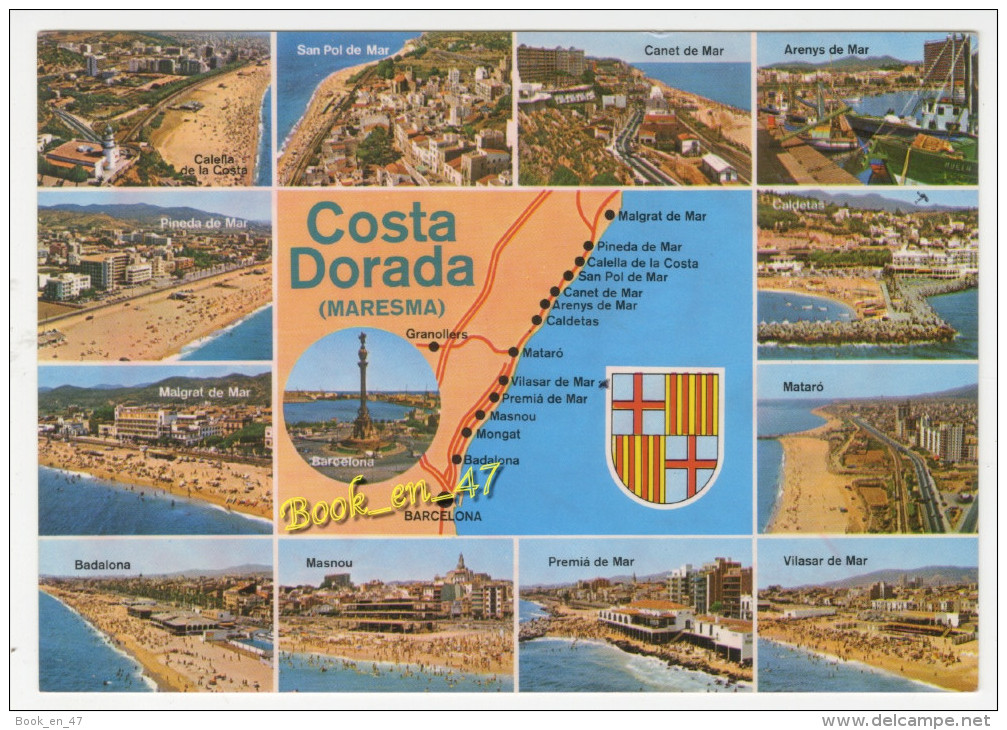 {45933} Costa Dorada ( Maresma ) , Carte Et Multivues ; Canet De Mar Malgrat De Mar Masnou Badalona Mataro - Cartes Géographiques