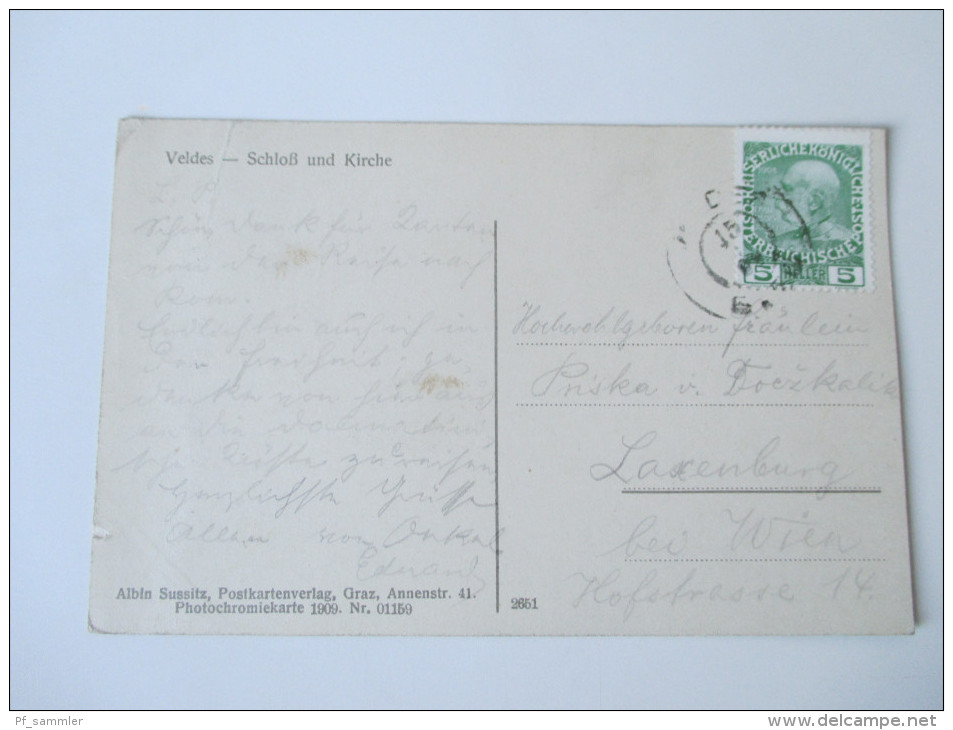 AK Österreich / Slowenien. 1909. Veldes - Schloß Und Kirche. Albin Sussitz, Postkartenverlag - Slovénie
