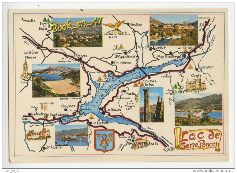 {45929} Lac De Serre Ponçon , Carte Multivues Et Illustrations - Cartes Géographiques