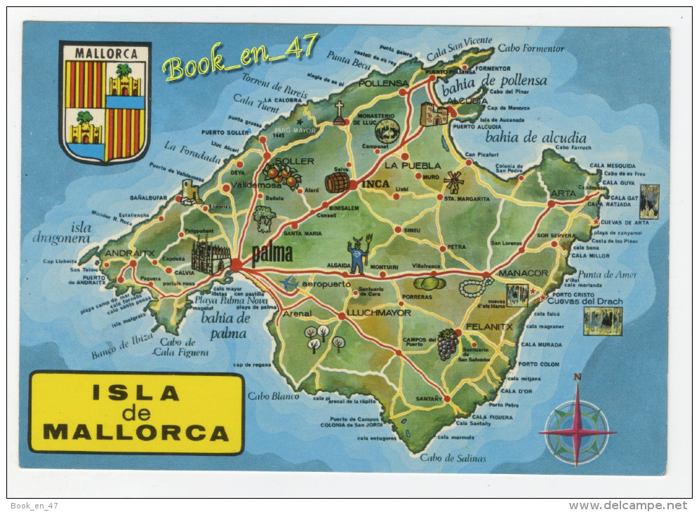 {45917} Isla De Mallorca , Carte Multivues Et Illustrations ; Baléares - Cartes Géographiques