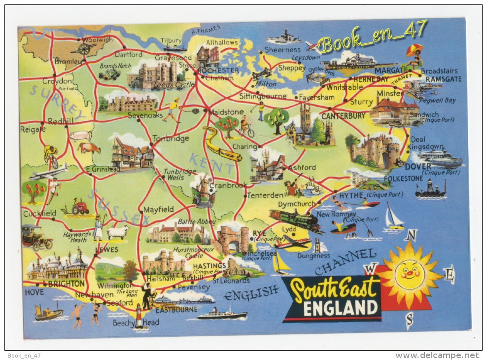 {45928} South East England , Carte Et Illustrations ; Angleterre - Cartes Géographiques